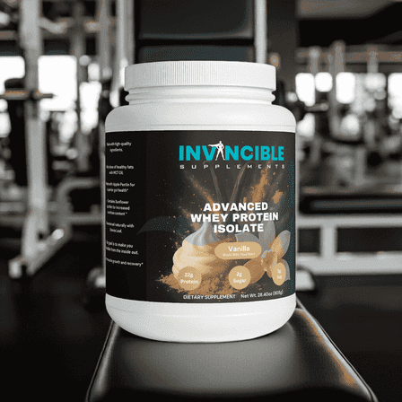 Invincible Supplements Advanced Whey Protein Isolate, Vanilla- 22g Protein with Apple Pectin & MCT Oil- 2LBS