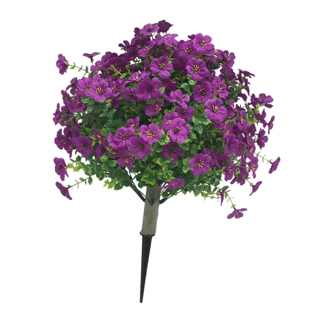 Estaca de flores violetas falsas realistas para césped, decorativas, creativas y artificiales. Estilo a