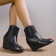 thumbnail image 3 of NECHOLOGY Botas Mujer Adulto Femenino Zapatos Botines de mujer Botas de moda con suela gruesa y tacón de cuña con cremallera lateral de cuero de color liso para mujer (Black, 6.5), 3 of 7