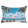 thumbnail image 2 of Summer Beach Coastal Throw Pillow Cover, Pillowcase Protectors with Zipper, Breathable Decorative Lumbar Pillow Case Cover, Blue Sea Ocean Landscape Hawaii Pillow Shams for Couch Sofa 12x20Inch, 2 of 8