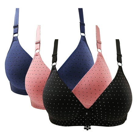 Pavied Bralettes for Women Feelingirl Bra Push Up Bra Thin Laceless Steel Ring Comfortable Breathability Underwear Large Size Brater Buckle Seamless Bras Full Coverage Bras Watermelon Red S