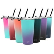 Simple Modern 16oz. Classic Tumbler Travel Mug with Clear Flip Lid & Straw - Coffee Vacuum Insulated Gift for Men and Women Beer Pint Cup - 18/8 Stainless Steel Water Bottle Ombre: Tropical Seas