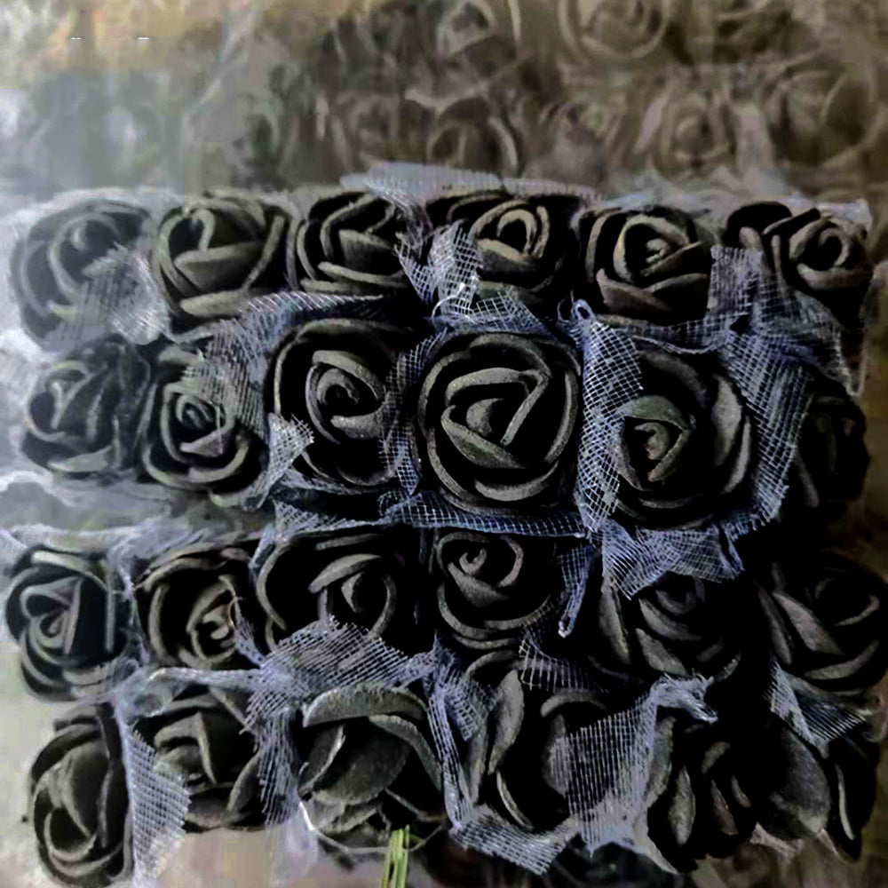 144pcs Artificial Flowers Mini Foam Roses with stem Wedding Bouquet Decor FLOWER 