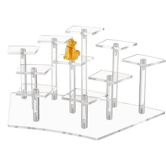 10 Tiers Acrylic Display Riser Stand Minifigures Display Risers Arc-Shaped Product Display Shelf Stand for Figures Cosmetic Perfume Coral Figurines Collectibles Jewelry Souvenir DIY