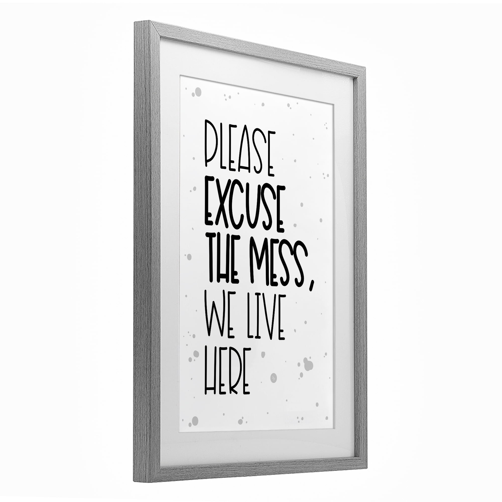 Stupell Industries Excuse the Mess Bold Gray Framed Print Under Glass, design by Martina Pavlova