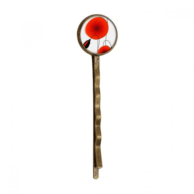 Broche de metal retro El círculo rojo Flores Pintura arte Corn poppy Unbranded