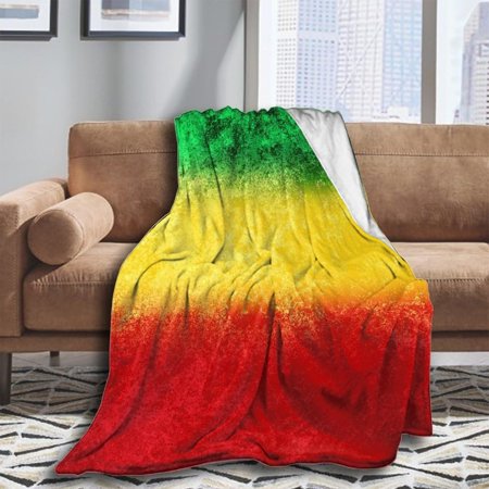 Throw Blanket Luxury Ultra-Soft Micro Fleece Blanket for Bed, Couch, Living Room, Home, Sofa Warm Ethiopia Flag Color Vintage Grunge Texture Throw Blanket