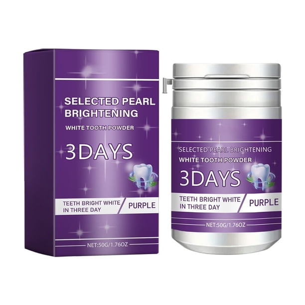 Pasta de dientes, pasta de dientes blanqueadora, polvo blanqueador de dientes morado - Dientes limpios, blanqueamiento, efecto de limpieza básico, refresca el aliento, polvo de dientes de 50 ml con pr