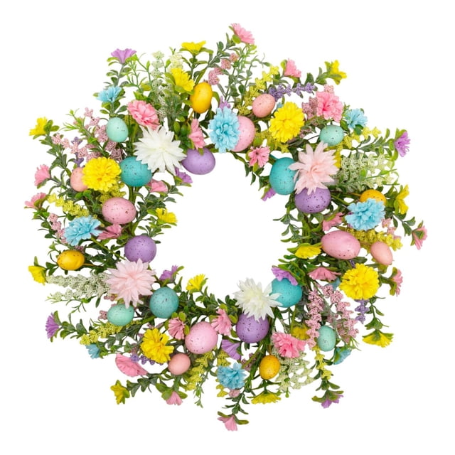 Huevos de Pascua artificiales Corona de resorte Decorativo Regalo de cumpleaños decorativo Ornamento Puerta delantera Garland para interiores al aire Estilo B