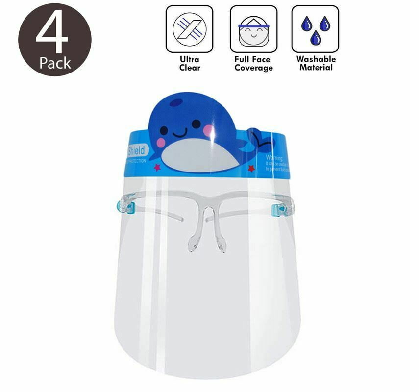 Pack Of 4 Kids Face Shield With Glasses Visor Protection Cover Reusable Heart 