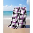 thumbnail image 4 of Purple Black Plaid Beach Towels Oversized Super Absorbent, Farmhouse Purple Black Checkered Lightweight Bath Towel Quick Dry Sets For Bathroom/Pool/Rv Camping/Beach Play/Gym Room/Picnic 30"x60", 4 of 8