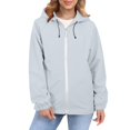 thumbnail image 1 of Comdrip Veste Légère pour Femmes! Veste Chaude Coupe-Vent Imperméable à Blocs de Couleur pour Femmes, Coupe-Vent d'Extérieur, Veste de Randonnée, Veste de Randonnée pour Femmes, Légère, Légère, Gris Cendré S, 1 of 5
