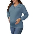 thumbnail image 4 of Womens Nursing Maternity Zipper Shirt Pregnancy Long Sleeve Pullover Top Breastfeeding Sweatshirt L Blue, 4 of 6