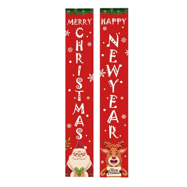 Elk Pattern Door Curtain Banner Ornaments Home Props New Year Gift Window Decor