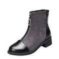 thumbnail image 2 of LSLJS Pointed Thick Heeled Front Zippered Low Plush Short Boots, 2 of 5