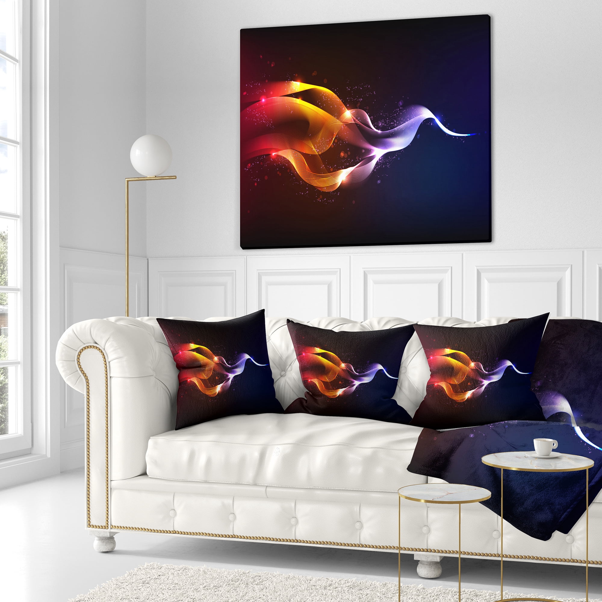 Designart Abstract Vector Waves - Contemporary Throw Pillow - 18x18