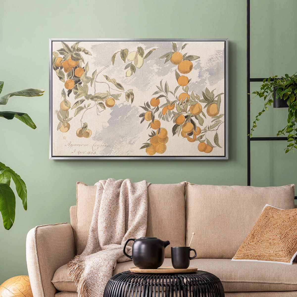 Vintage Botanical Print-IV By Wexford Home Framed in Silver Wood Gallery Wrapped Canvas 25 in. x 37 in.