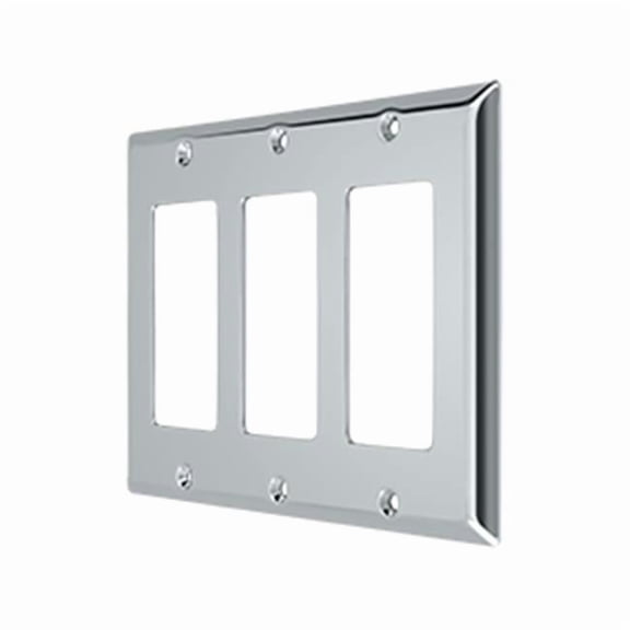 Deltana SWP4740U26 Triple Rocker Switch Plate, Bright Chrome - Solid