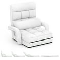 thumbnail image 1 of Gymax Chaise de Sol Pliante Fauteuil Réglable Chaise Longue Fauteuil de Repos Sofa Blanc, 1 of 10