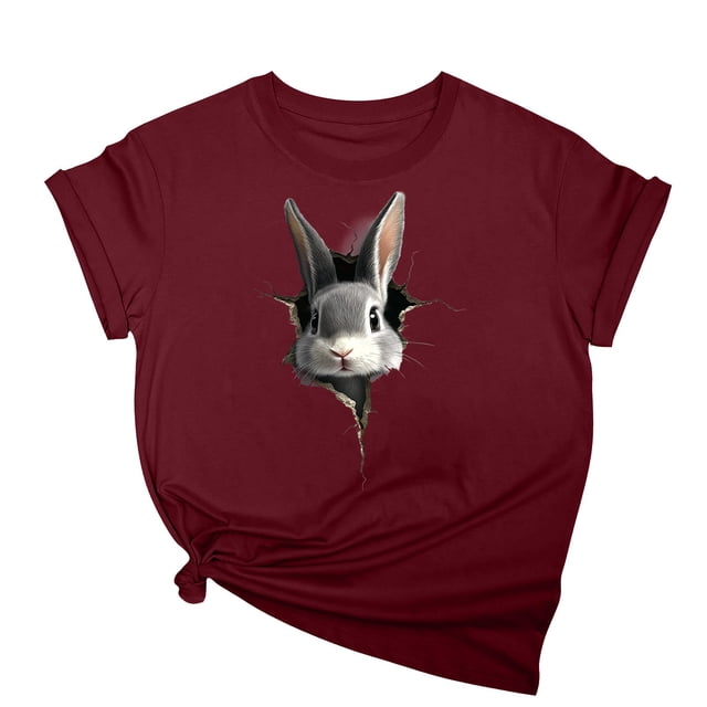 Tops de Cuello Alto para las Mujeres Amante Impreso Camiseta Cuello Redondo Manga Corta, Poliéster Spandex