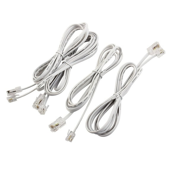 Plastic RJ11 6P4C to RJ45 8P8C Modular Telephone Network Extension Cable 4pcs