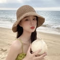 thumbnail image 2 of Sombrero de ala ancha para mujer, sombrero de pescador, sombrero de visera de playa plegable para verano, sombreros de visera de paja, viseras de ala ancha, 2 of 6
