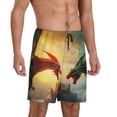 thumbnail image 2 of Sikiie Castle Red Green Sky Dragon Mens Pajama Shorts, Lightweight Lounge Pant with Pockets Soft Sleep Pj Shorts for Men3X-Large, 2 of 6
