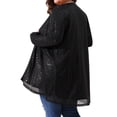 thumbnail image 3 of Chaqueta Brillante de Lentejuelas para Mujeres de Talla Grande Agnes Orinda, Abrigo de Manga Larga Abierto 1X Negro, 3 of 6