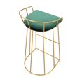 thumbnail image 3 of Benjara Cato 31" Barstool Chair- Foam- Green Velvet- Gold Steel Open Frame, 3 of 6