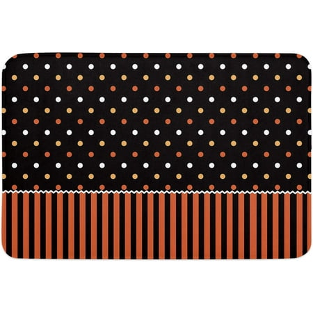 

Halloween Memory Foam Soft Door Mat Indoor Doormatches Absorbent Floor Mat Anti-Skid Welcome Mat for Front Door High Traffic Areas Polka Dot Pattern and Black Vertical Stripes 24x16 Inch