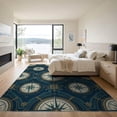 thumbnail image 3 of ODIKA 9'x12' Washable Area Rug Classic Maritime Navigation Star Compass Vintage Seafaring Motif for Dining Room, Basement, Large Office, Non-Slip Chair-Friendly, 3 of 7