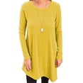 thumbnail image 3 of Uhndy Womens Fall Long Sleeve Tunic Tops For Leggings Crew-Neck Casual Blouse T-Shirt Side Button Swing Shirt Flowy Long Tops, 3 of 5