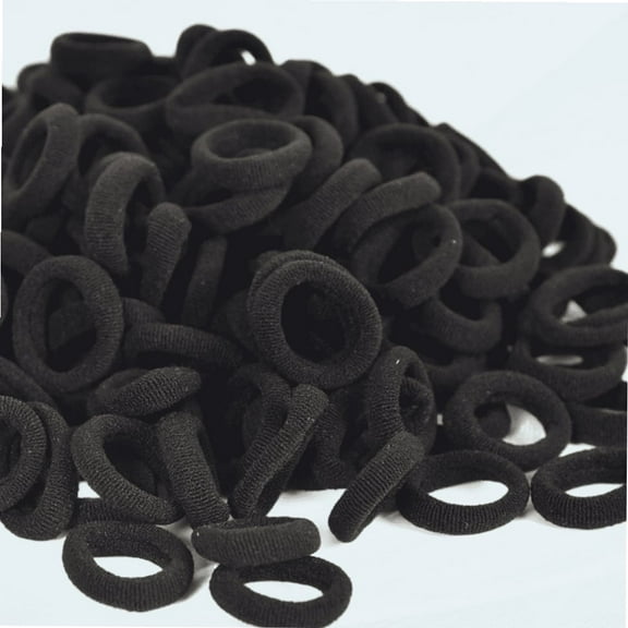 Mini Black Hair Ties, 300 Pcs Soft Nylon Hair Ties for Ponytail Holders, 0.9 Inch Seamless hair ties , Small Hair Ties for Toddler Girls (Black)