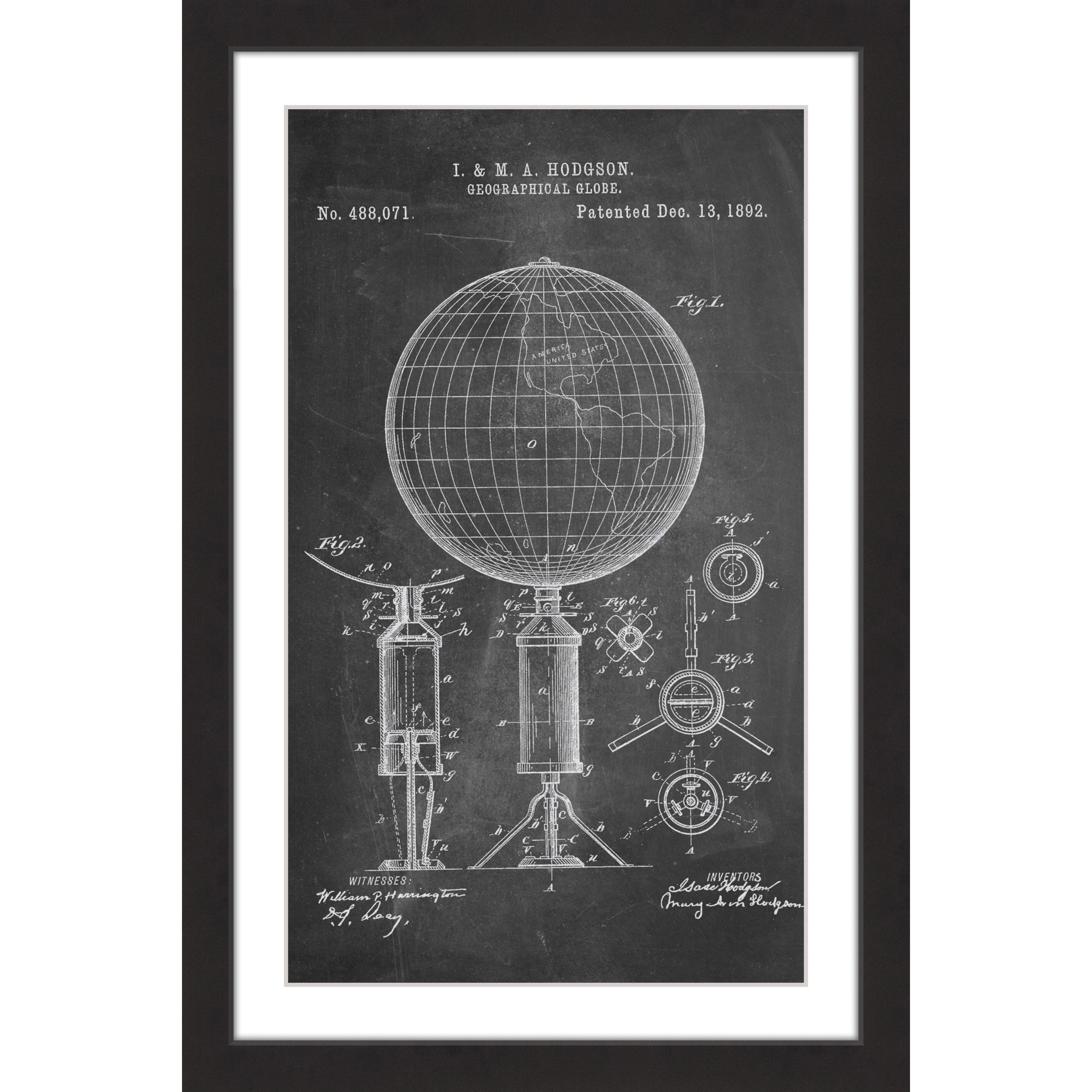 "Globe 1892 Chalk" Framed Painting Print