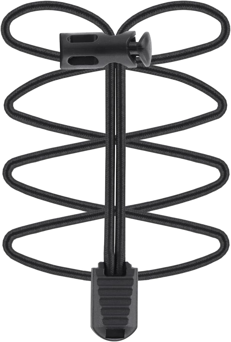 MKEUDQ-36Pack Elastic Cord End Locks, 12.2x20mm Plastic Cord Clamps for Bungee Shock Rope, Secure Tightening Caps for DIY Bracelets, Bag Strings, Drawstrings, Tarp Tie Downs (Black)