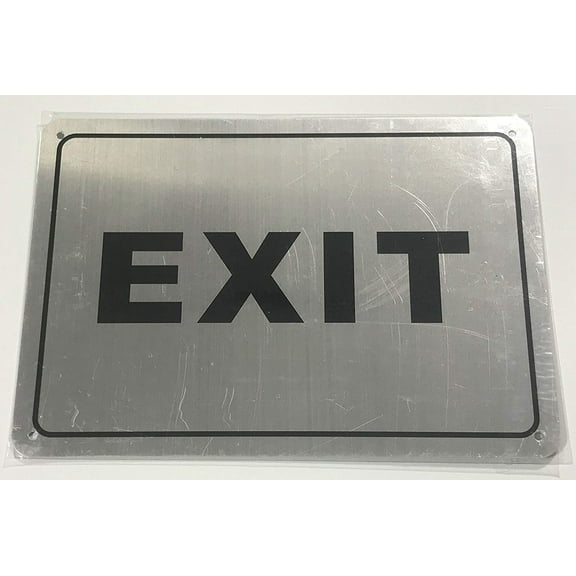 EXIT SIGN ( BRUSH ALUMINIUM, ALUMINIUM 7x10-Rust Free )