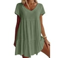 thumbnail image 2 of Giftesty Womens Plus Size Dresses Clearance Women's Summer Casual V-Neck Short Sleeve Folding Solid Dresses, 2 of 9