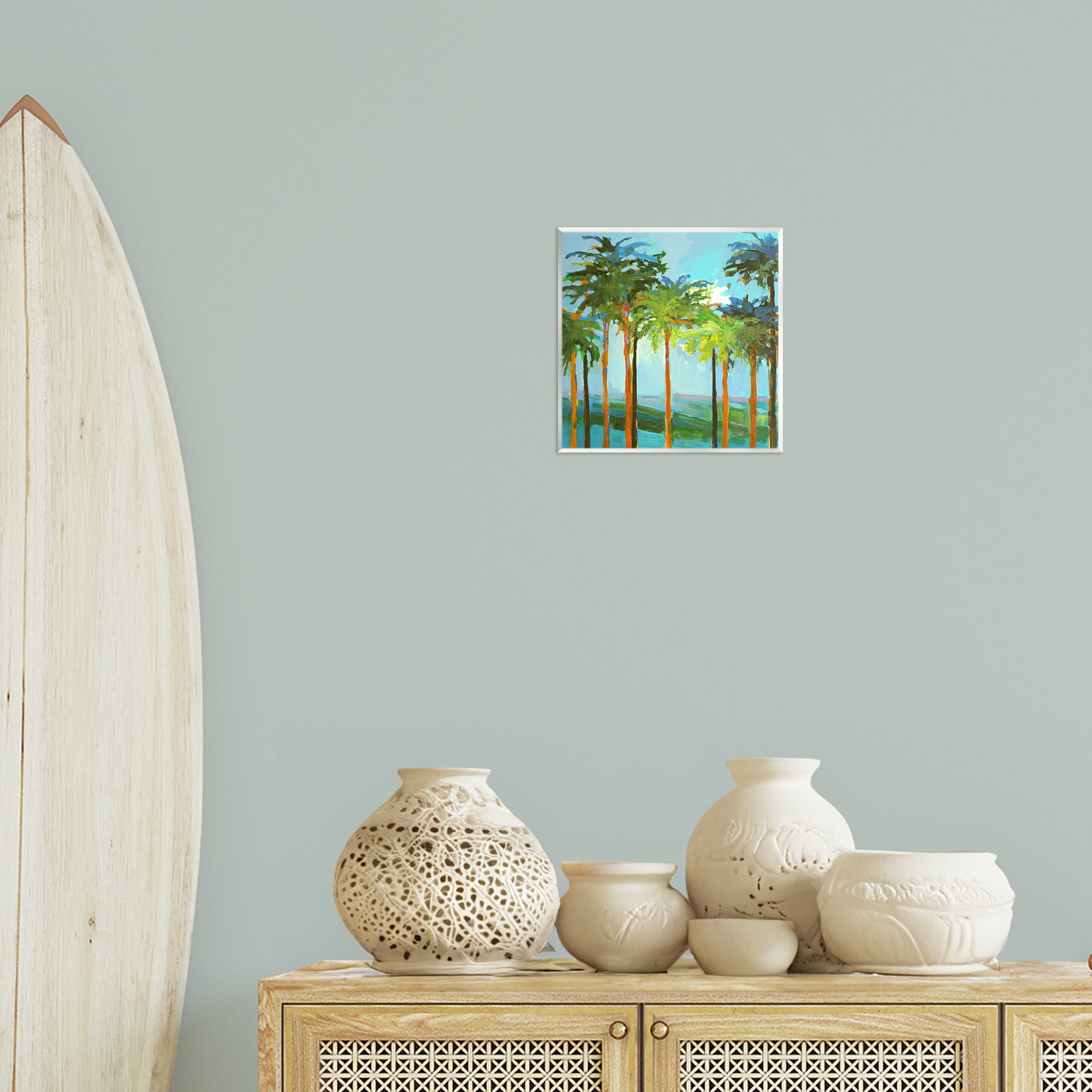 Stupell Industries Tall Palms Abstraction Coastal Painting Unframed Art Print Wall Art, 12 x 12