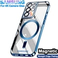 thumbnail image 2 of funda de borde recto galvanoplastia original para apple magsafe fundas de teléfono Samsung Galaxy S21 Fe S22 Plus S23 Ultra, lujo 4k protección cámara vidrio carcasa magnetismo inalámbrico, 2 of 4