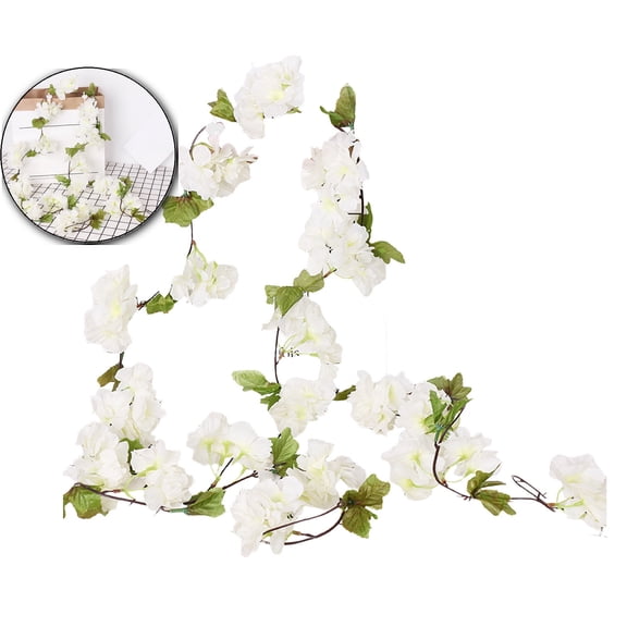 Artificial Flower Wall Hanging Garland  90.5" Long Silk Floral Vine with 18 Blooms for Home, Wedding, Party & Holiday Decor (Indoor/Outdoor Use)