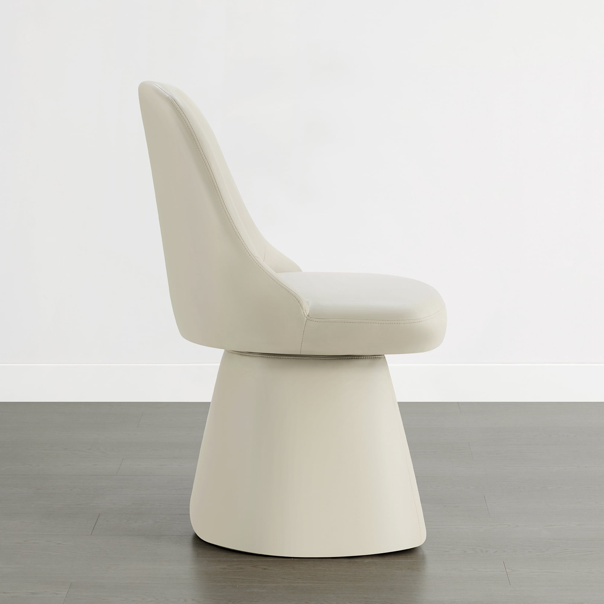 Spruce & Spring Modern Upholstered Swivel Dining Chair with High Back and Conical Base, Single, Cream Faux Leather