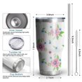 thumbnail image 3 of 30oz Pioneer Flower Floral Print Pattern Tumbler, Double Wall Vacuum Insulated Cup, BPA-Free Leak Proof Lid & Reusable Straws, Hot 12h, Cold 34h, 3 of 6