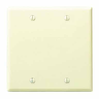 Leviton Blank Wallplate 86025 - Two Gang Plastic Box Mount - Ivory