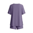 thumbnail image 7 of jobturf Casual Two Piece Sets for Women Side Slit Short Sleeve T-Shirt and Drawstring Shorts Set Summer Tracksuit Matching Outfits S-2XL, 7 of 7