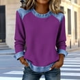 thumbnail image 2 of Dagugfen Womens Fashion Tops Long Sleeve Crewneck Loose Color Blocked Casual Everyday Wear Casual Shirts for Women S-3XL, 2 of 6