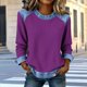 thumbnail image 5 of Camisetas de Manga Larga para las Mujeres Loose Fit Color Sólido Blusa de Cuello Redondo Top Suave Casual, 5 of 6