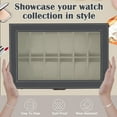 thumbnail image 6 of Bibana 12 Slot PU Leather Lockable Watch Storage Boxes, Men & Women Jewelry Display Drawer Case, 2-tier Organizer Watch Showcase with Glass Lid(Grey), 6 of 7