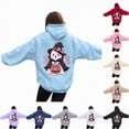 thumbnail image 4 of Godom Womens Floral Hoodies Sweatshirts Casual Long Sleeve Loose Fit Drawstring Hooded Pullover, 4 of 7