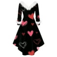 thumbnail image 4 of 2026 Valentines Day Dresses for Women V Neck Long Sleeve High Low Dresses Plush Collar Vintage Party Dress Black S, 4 of 4