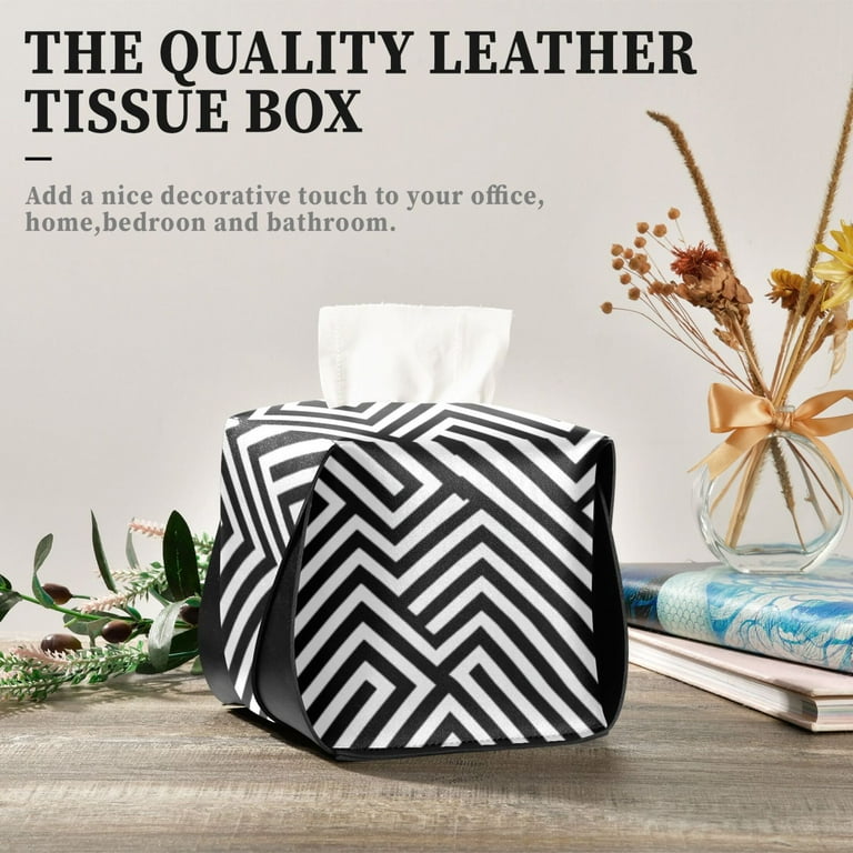 小物 Dr.west Modern Zigzag Lines 5.7in Leather Tissue Box Cover Square PVC